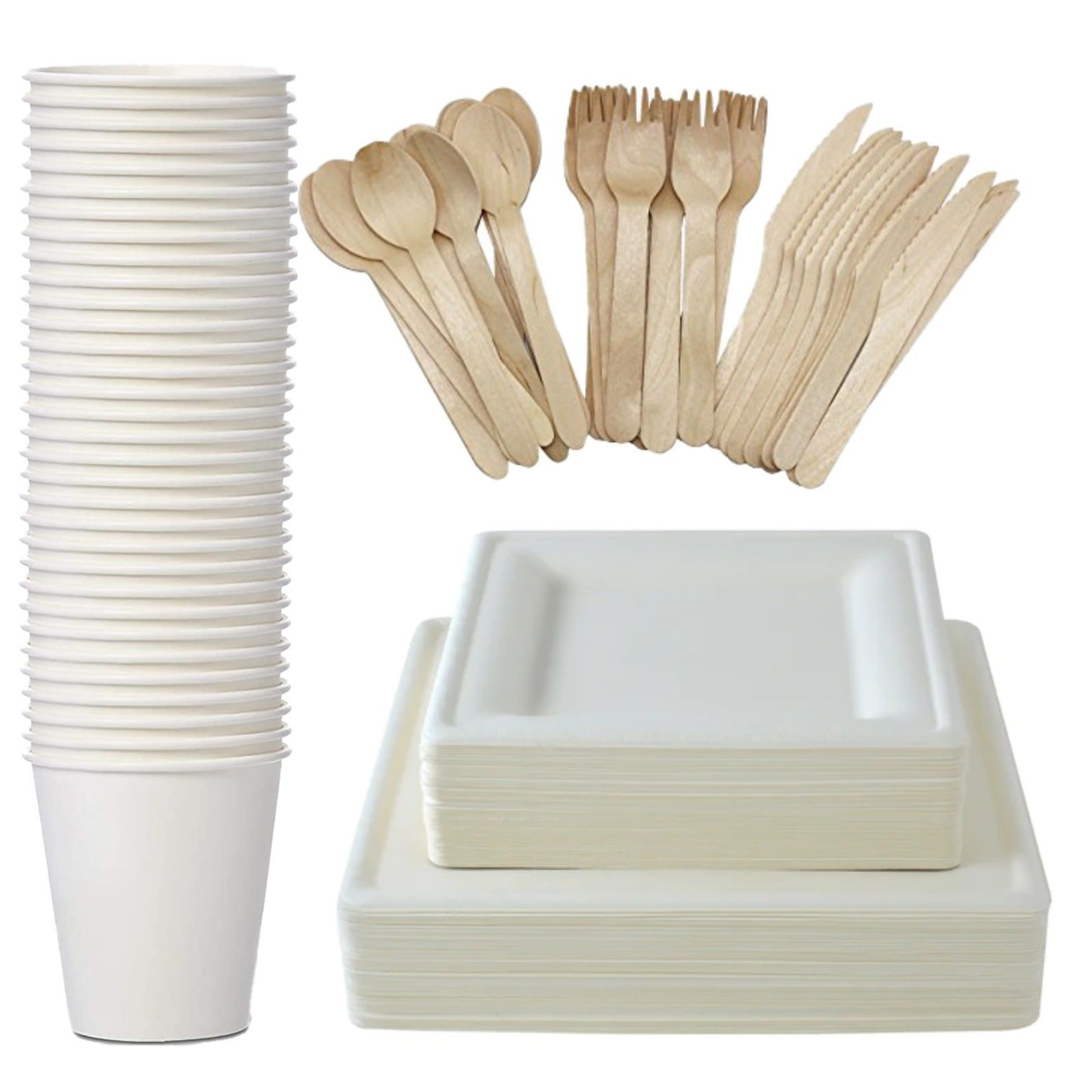 Wiseware - Cucchiaio usa e getta in legno di betulla, 1000 pezzi, 16,5 cm,  biodegradabili, usa e getta, naturale, stabile, ecologico con confezione